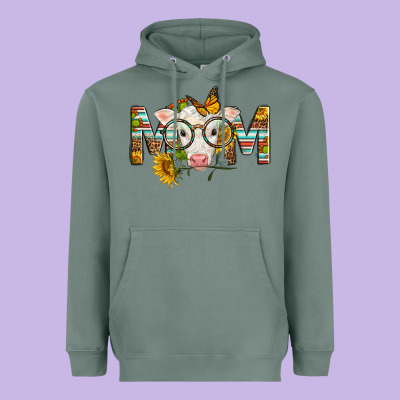 Western Baby Calf Mom With Sunflower Mother's Day Heavyweight Hoodie Designed By Lillyallendesigns