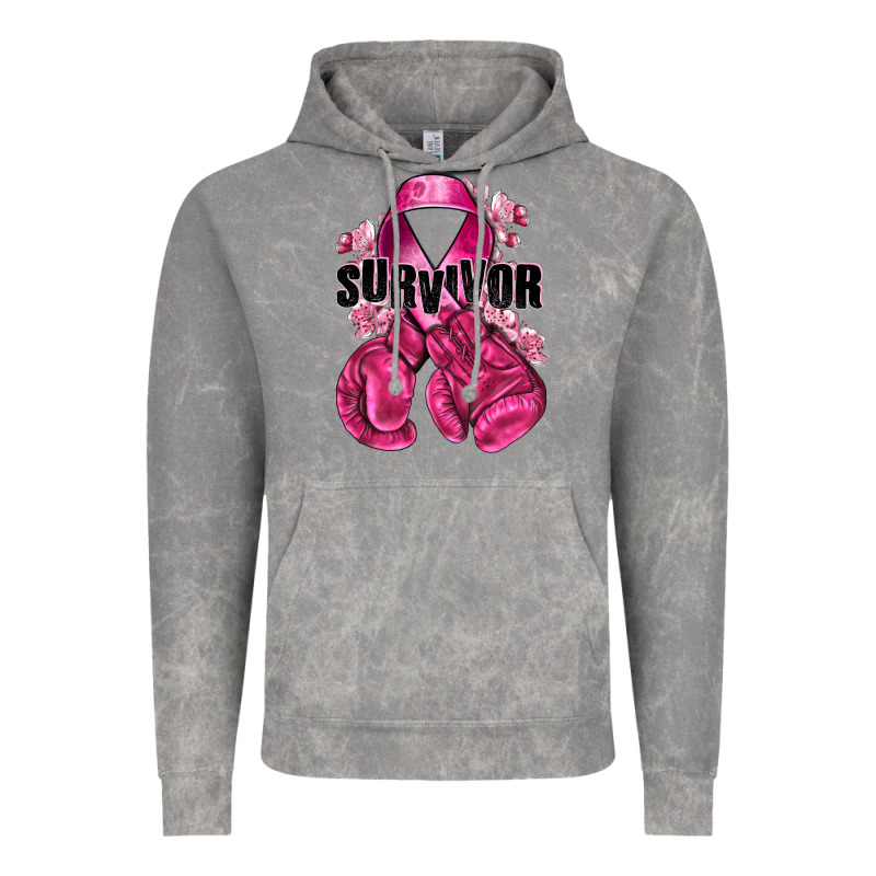 Survivor Breast Cancer With Boxing Gloves Vintage Hoodie by NancyCooperArtShop | Teevron