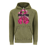 Vintage Olive Survivor Breast Cancer with boxing gloves Vintage Hoodie - NancyCooperArtShop