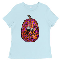 Baby Blue watercolor pumpkin leopard Ladies Tee - RanaPortraitStore