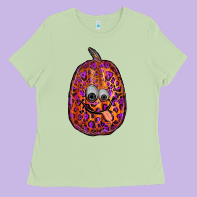 Watercolor Pumpkin Leopard Ladies Tee Designed By Ranaportraitstore