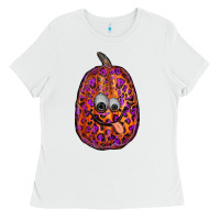 White watercolor pumpkin leopard Ladies Tee - RanaPortraitStore