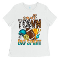 White Small Town Big Spirit Ladies Tee - BundleAndBundleShop