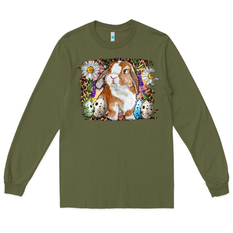 Easter Bunny With Quail Eggs And Daisy Long Sleeve Tee by RanaPortraitStore | Teevron
