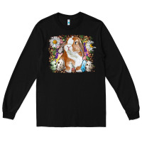 Black Easter Bunny With Quail Eggs And Daisy Long Sleeve Tee - RanaPortraitStore