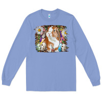 Colony Blue Easter Bunny With Quail Eggs And Daisy Long Sleeve Tee - RanaPortraitStore