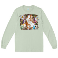 Matcha Easter Bunny With Quail Eggs And Daisy Long Sleeve Tee - RanaPortraitStore