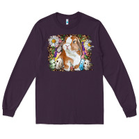 Plum Easter Bunny With Quail Eggs And Daisy Long Sleeve Tee - RanaPortraitStore