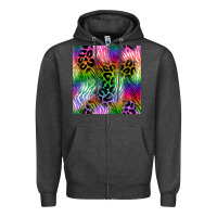 Charcoal Heather neon safari seamless pattern 2 Zipper Hoodie - BundleAndBundleShop