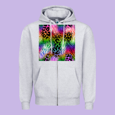 Neon Safari Seamless Pattern 2 Zipper Hoodie Designed By Bundleandbundleshop
