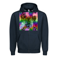 Navy neon safari seamless pattern 2 Zipper Hoodie - BundleAndBundleShop