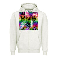 Oatmeal Heather neon safari seamless pattern 2 Zipper Hoodie - BundleAndBundleShop