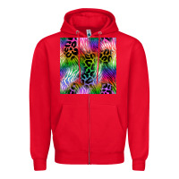 Red neon safari seamless pattern 2 Zipper Hoodie - BundleAndBundleShop