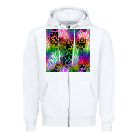 White neon safari seamless pattern 2 Zipper Hoodie - BundleAndBundleShop