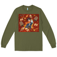 Army Green wizard boy with magic items Long Sleeve Tee - TumblerDesignByShophia