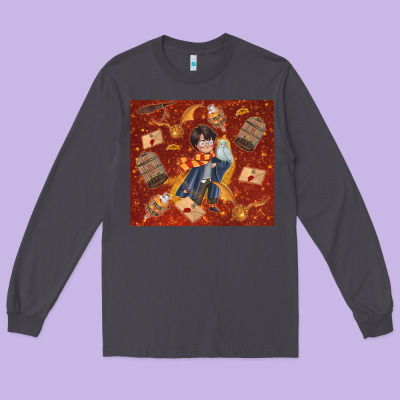 Wizard Boy With Magic Items Long Sleeve Tee Designed By Tumblerdesignbyshophia