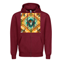 Burgundy native american aztec seamless pattern Zipper Hoodie - BundleAndBundleShop