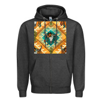Charcoal Heather native american aztec seamless pattern Zipper Hoodie - BundleAndBundleShop