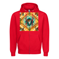 Red native american aztec seamless pattern Zipper Hoodie - BundleAndBundleShop