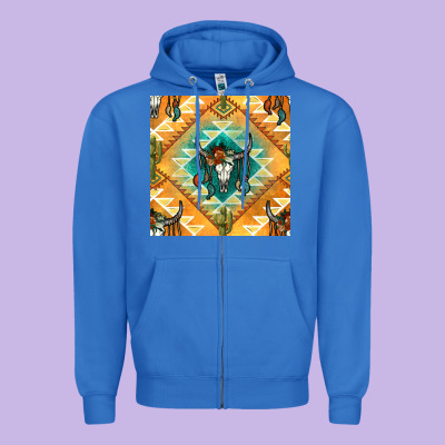 Native American Aztec Seamless Pattern Zipper Hoodie Designed By Bundleandbundleshop