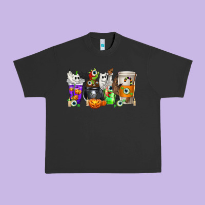 Halloween Coffee Cups Urban Heavy Tee Designed By Texasbilliewilder