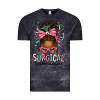 Cloud Black Surgical Technologist Afro Messy Bun Vintage Tee - texasbilliewilder