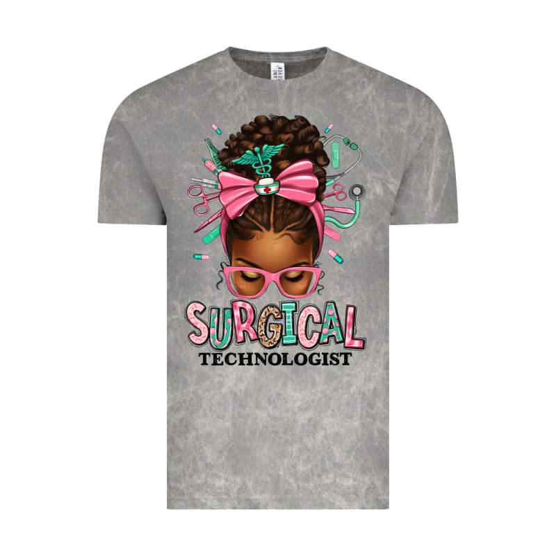 Surgical Technologist Afro Messy Bun Vintage Tee by texasbilliewilder | Teevron