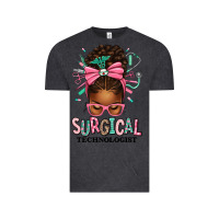 Vintage Black Surgical Technologist Afro Messy Bun Vintage Tee - texasbilliewilder