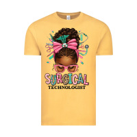 Vintage Mustard Surgical Technologist Afro Messy Bun Vintage Tee - texasbilliewilder