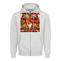Dove Grey bull skull cactus seamless pattern Zipper Hoodie - BundleAndBundleShop
