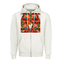 Oatmeal Heather bull skull cactus seamless pattern Zipper Hoodie - BundleAndBundleShop