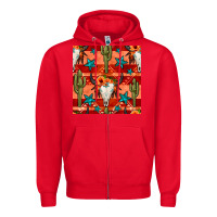 Red bull skull cactus seamless pattern Zipper Hoodie - BundleAndBundleShop