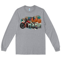 Heather Grey Badass Mama motorcycle Long Sleeve Tee - HowdyJamesFarm