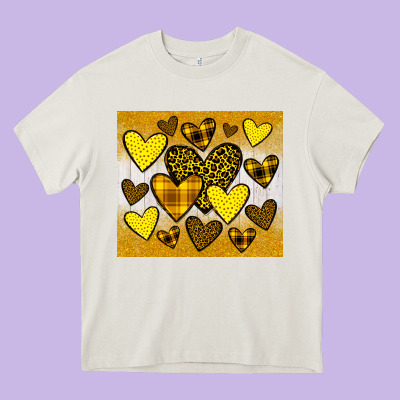 Yellow Hearts Heavy Core Tee Designed By Jahusdesignshop
