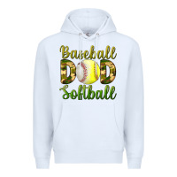 White Baseball Dad Softball Premium Hoodie - BundleAndBundleShop