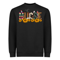 Black Western Nurse Sunflower Heavyweight Sweatshirt - FaDigitalArtStudio