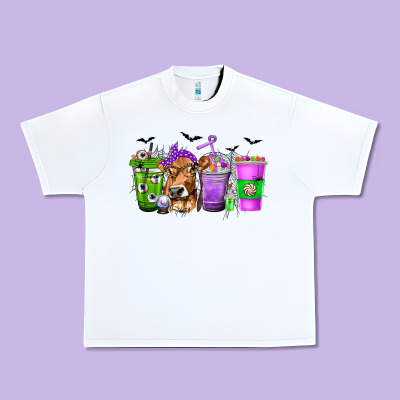 Coffee Cups With Cow And Halloween Urban Heavy Tee Designed By Texasbilliewilder