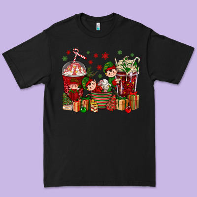 Elf Coffee Cups Christmas Premium Tee Designed By Bundleandbundleshop