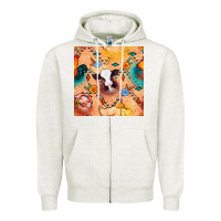 Oatmeal Heather western farm animals seamless pattern Zipper Hoodie - BundleAndBundleShop