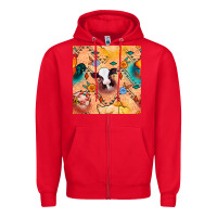 Red western farm animals seamless pattern Zipper Hoodie - BundleAndBundleShop