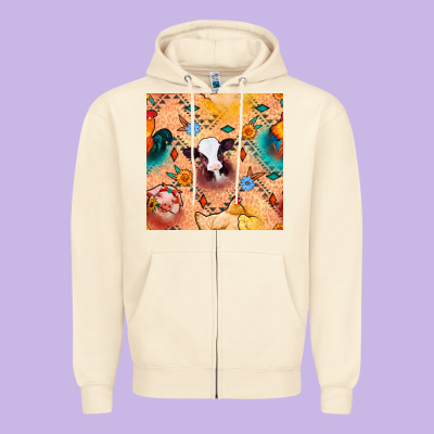 Western Farm Animals Seamless Pattern Zipper Hoodie Designed By Bundleandbundleshop