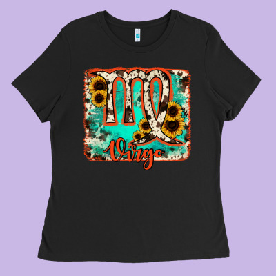 Virgo Turquoise Cowhide Ladies Tee Designed By Ranaportraitstore