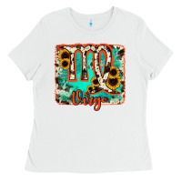White virgo turquoise cowhide Ladies Tee - RanaPortraitStore
