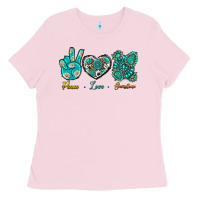 Bubblegum Pink Peace Love Gemstone Ladies Tee - BundleAndBundleShop