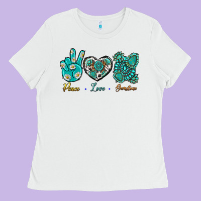Peace Love Gemstone Ladies Tee Designed By Bundleandbundleshop