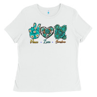 White Peace Love Gemstone Ladies Tee - BundleAndBundleShop