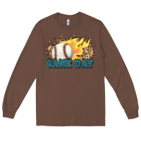 Chestnut game day baseball leopard flames fireball Long Sleeve Tee - HowdyJamesFarm