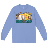 Colony Blue game day baseball leopard flames fireball Long Sleeve Tee - HowdyJamesFarm