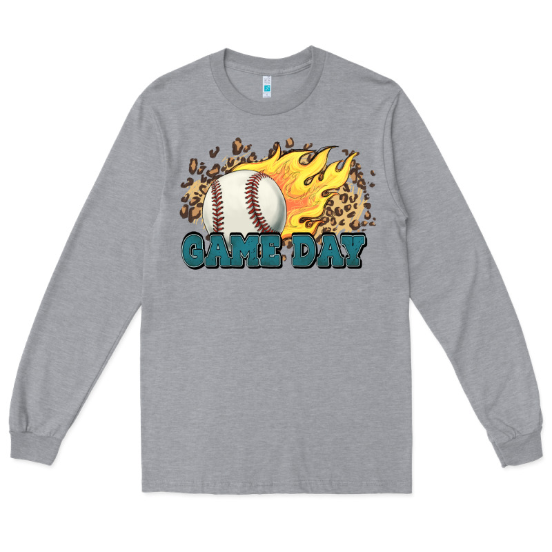 Game Day Baseball Leopard Flames Fireball Long Sleeve Tee by HowdyJamesFarm | Teevron