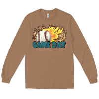 Toasted Coconut game day baseball leopard flames fireball Long Sleeve Tee - HowdyJamesFarm